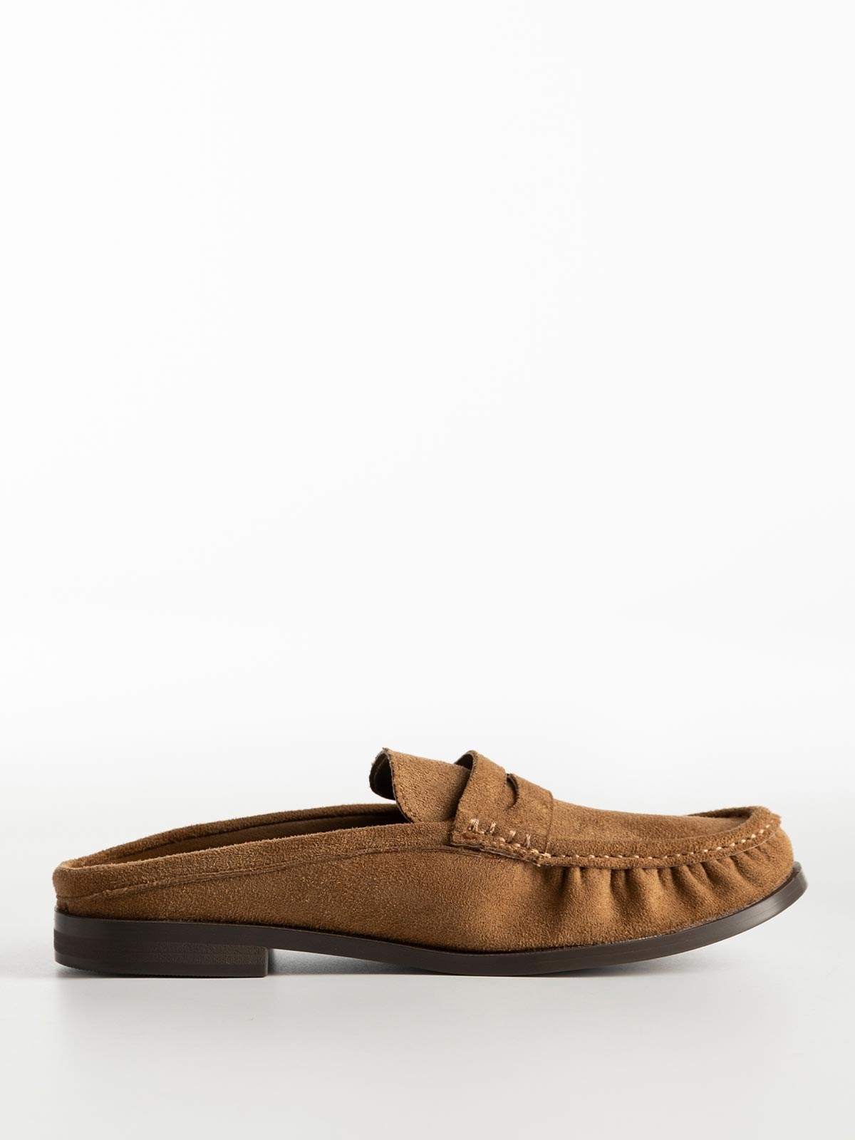 Suede mules με διακοσμητική φάσα