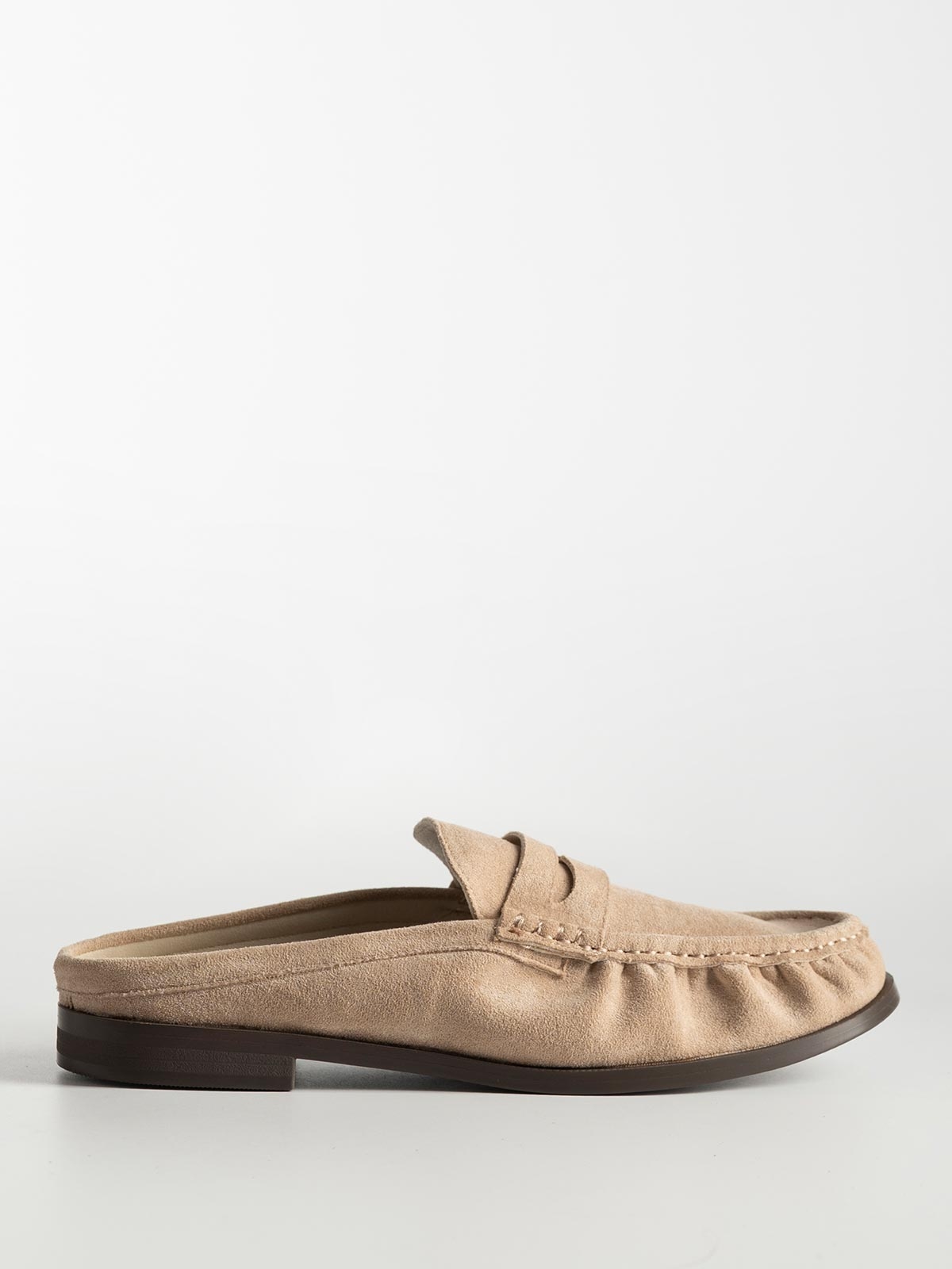 Suede mules με διακοσμητική φάσα