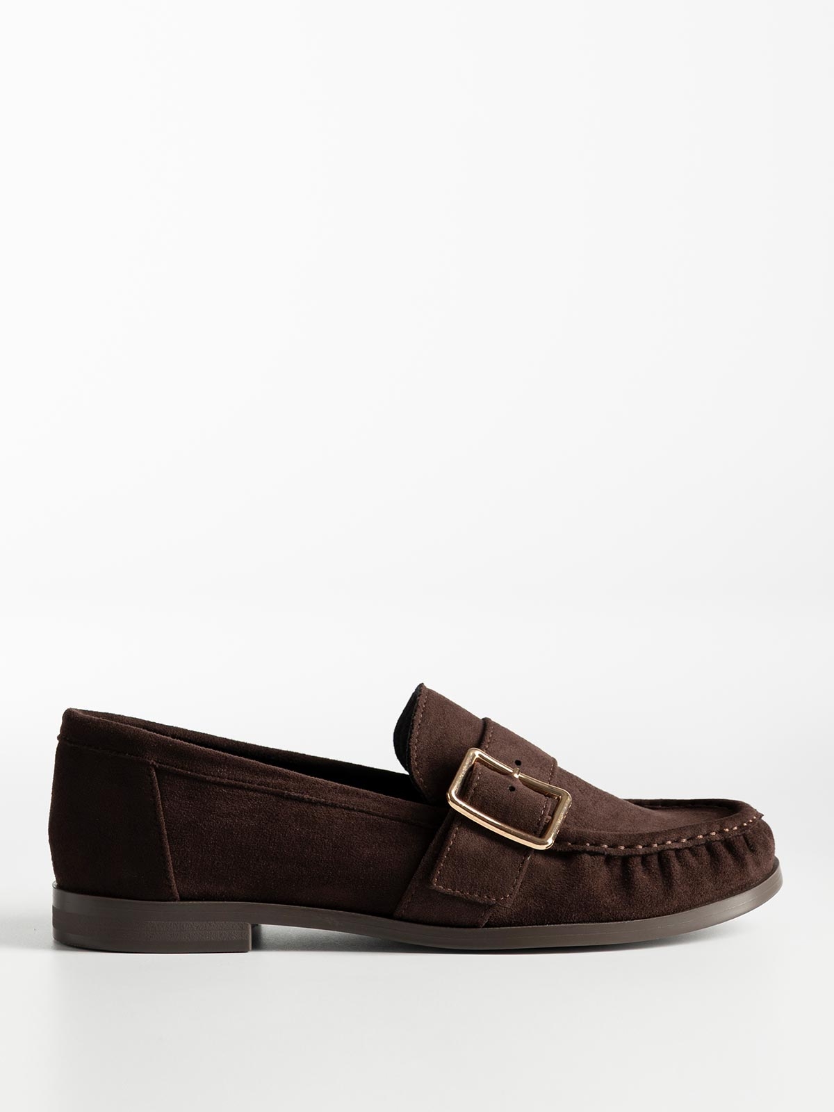 Suede loafers με αγκράφα & στρογγυλή μύτη