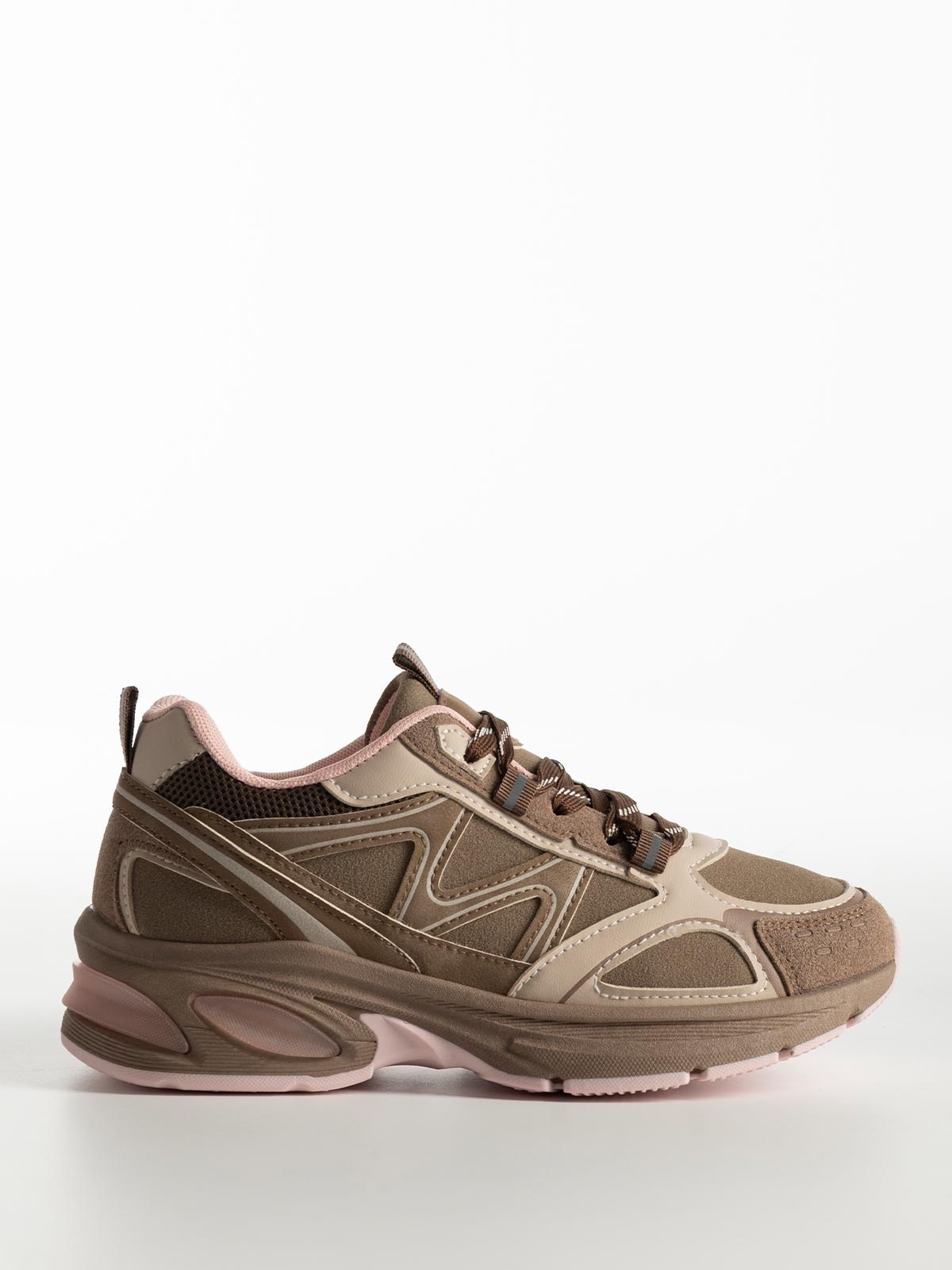 Sneakers με συνδυασμό υλικών & ανάγλυφη σόλα