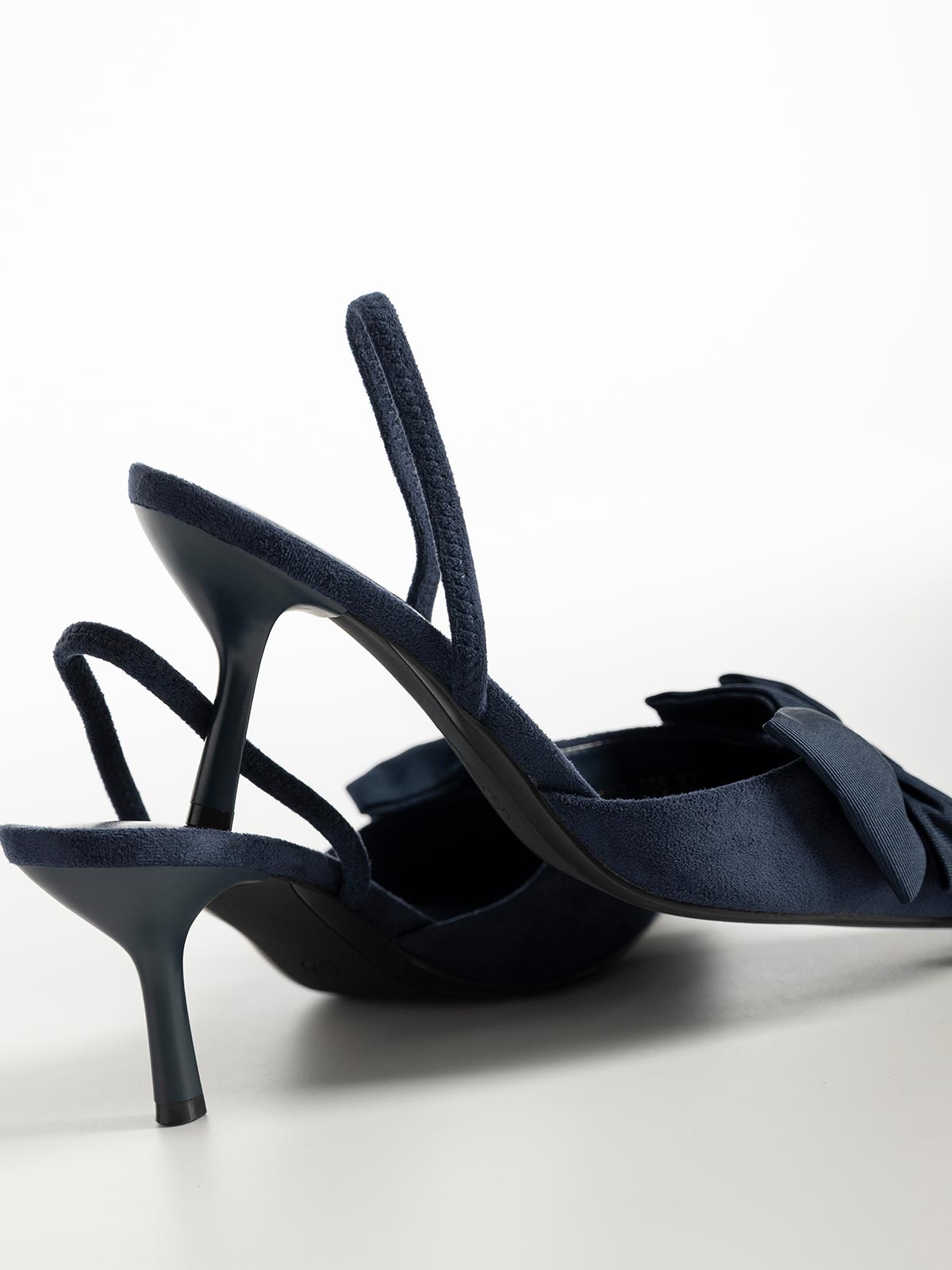 Γόβες openheel suede με φιόγκο & λεπτό τακούνι