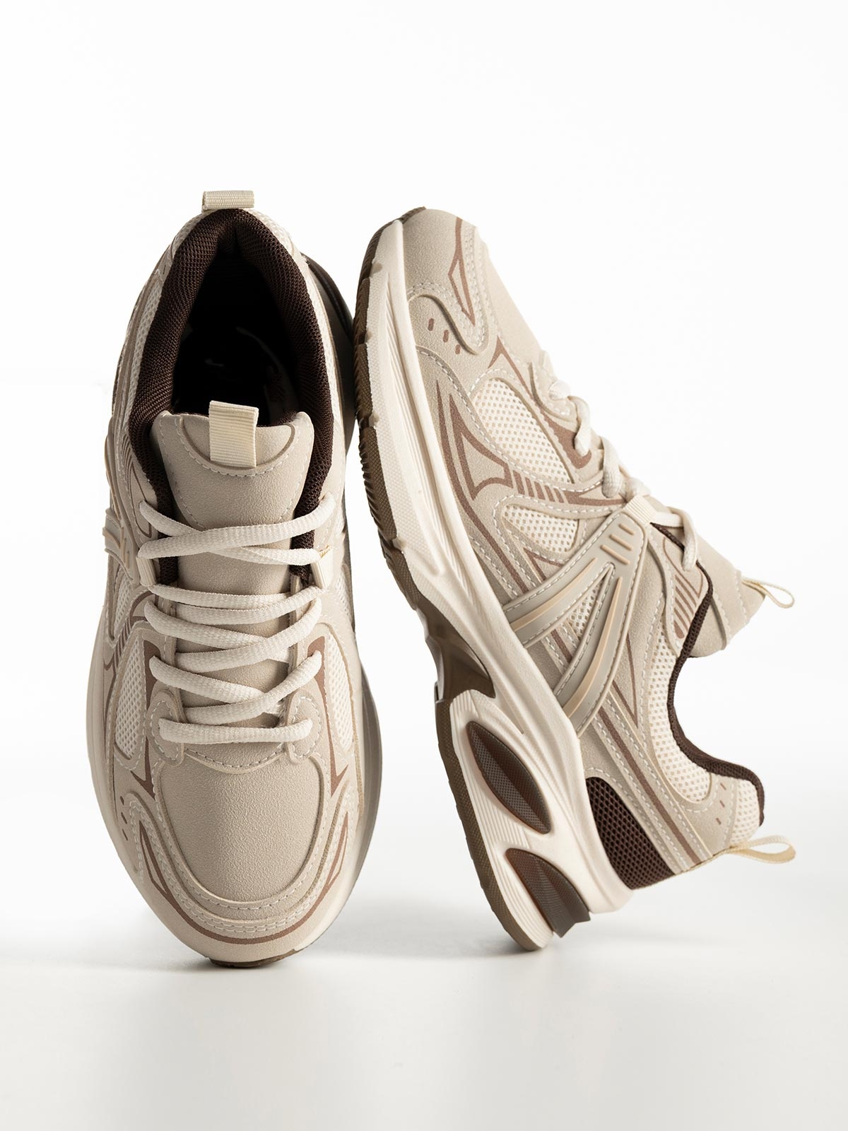 Chunky sneakers με συνδυασμό υλικών