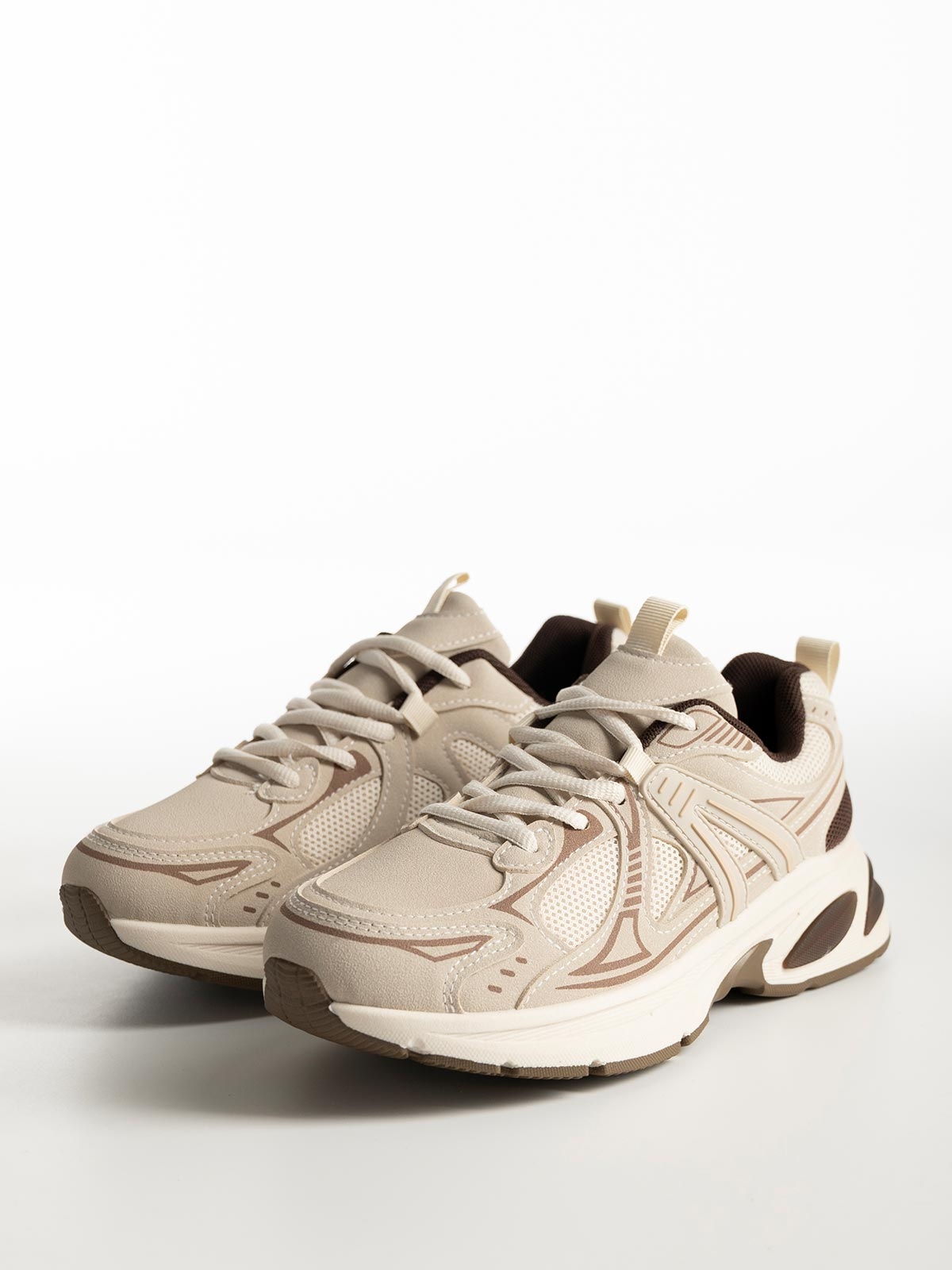 Chunky sneakers με συνδυασμό υλικών