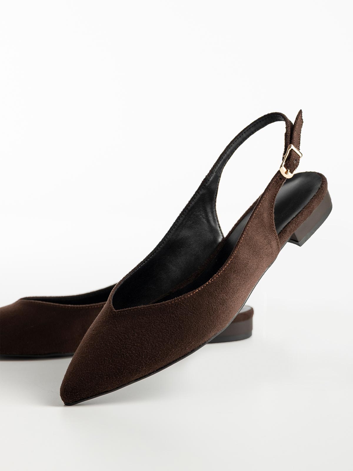 Μυτερές suede μπαλαρίνες openheel