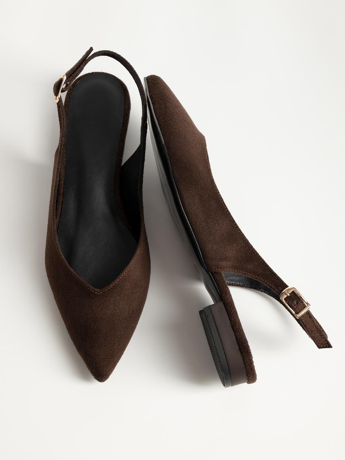 Μυτερές suede μπαλαρίνες openheel
