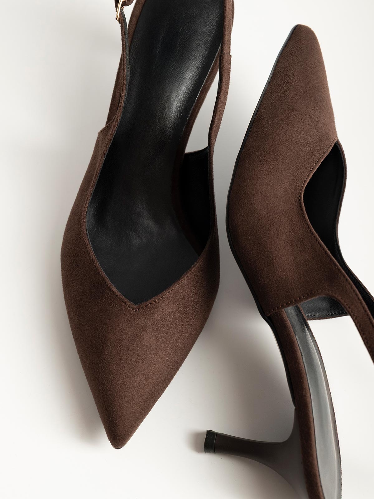Γόβες openheel suede με λεπτό τακούνι