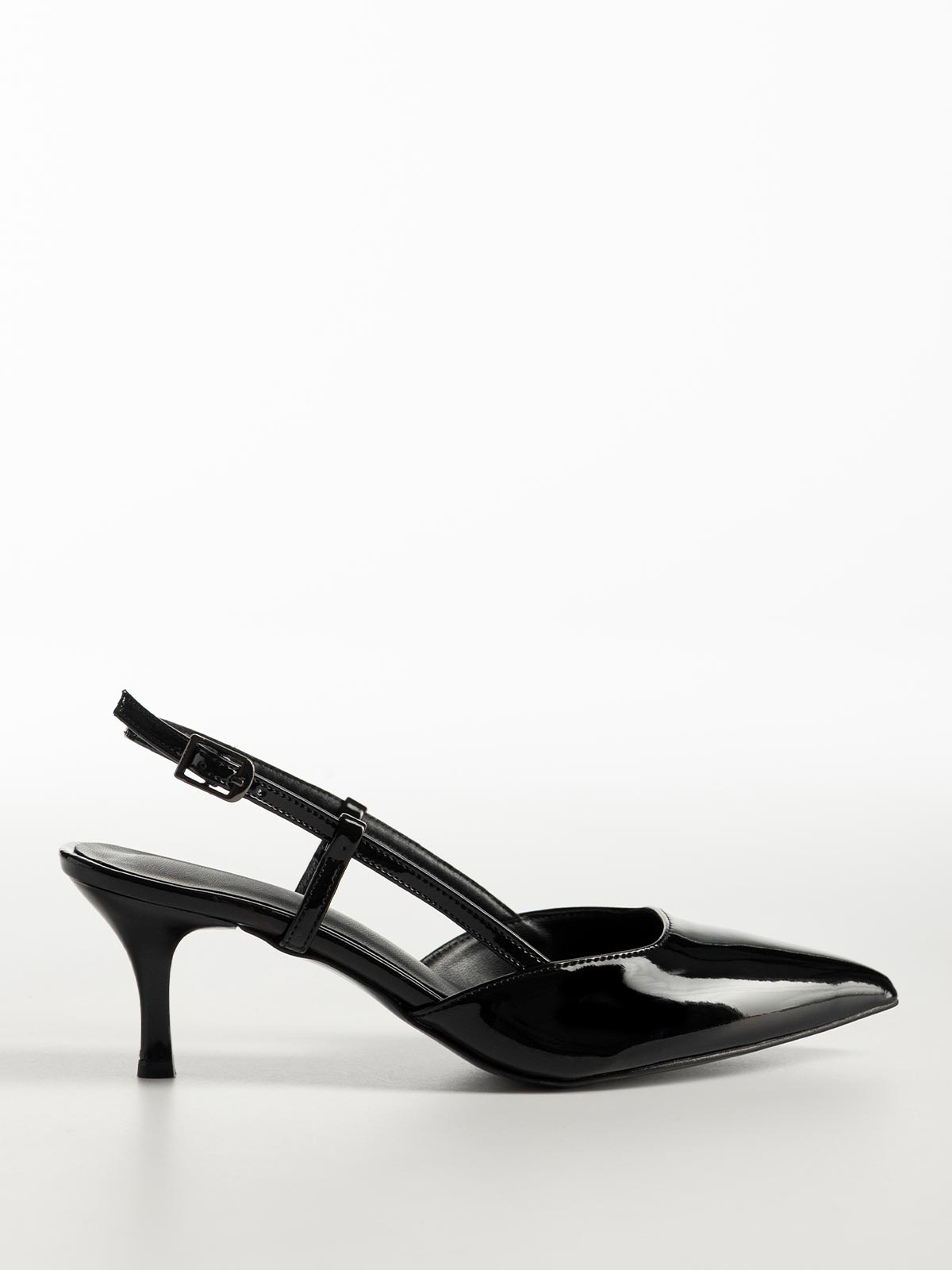Μυτερές λουστρίνι γόβες slingback με λεπτό τακούνι