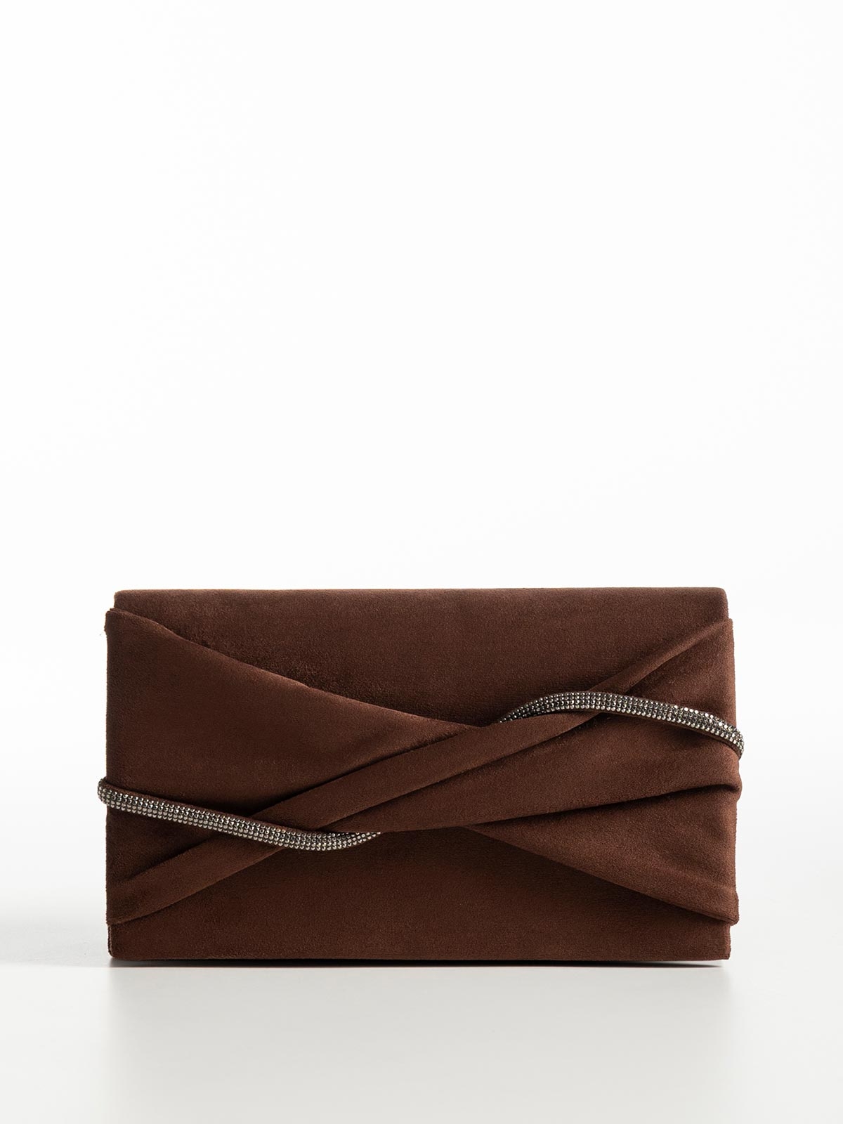 Τσαντάκι suede με στρας & αποσπώμενη αλυσίδα