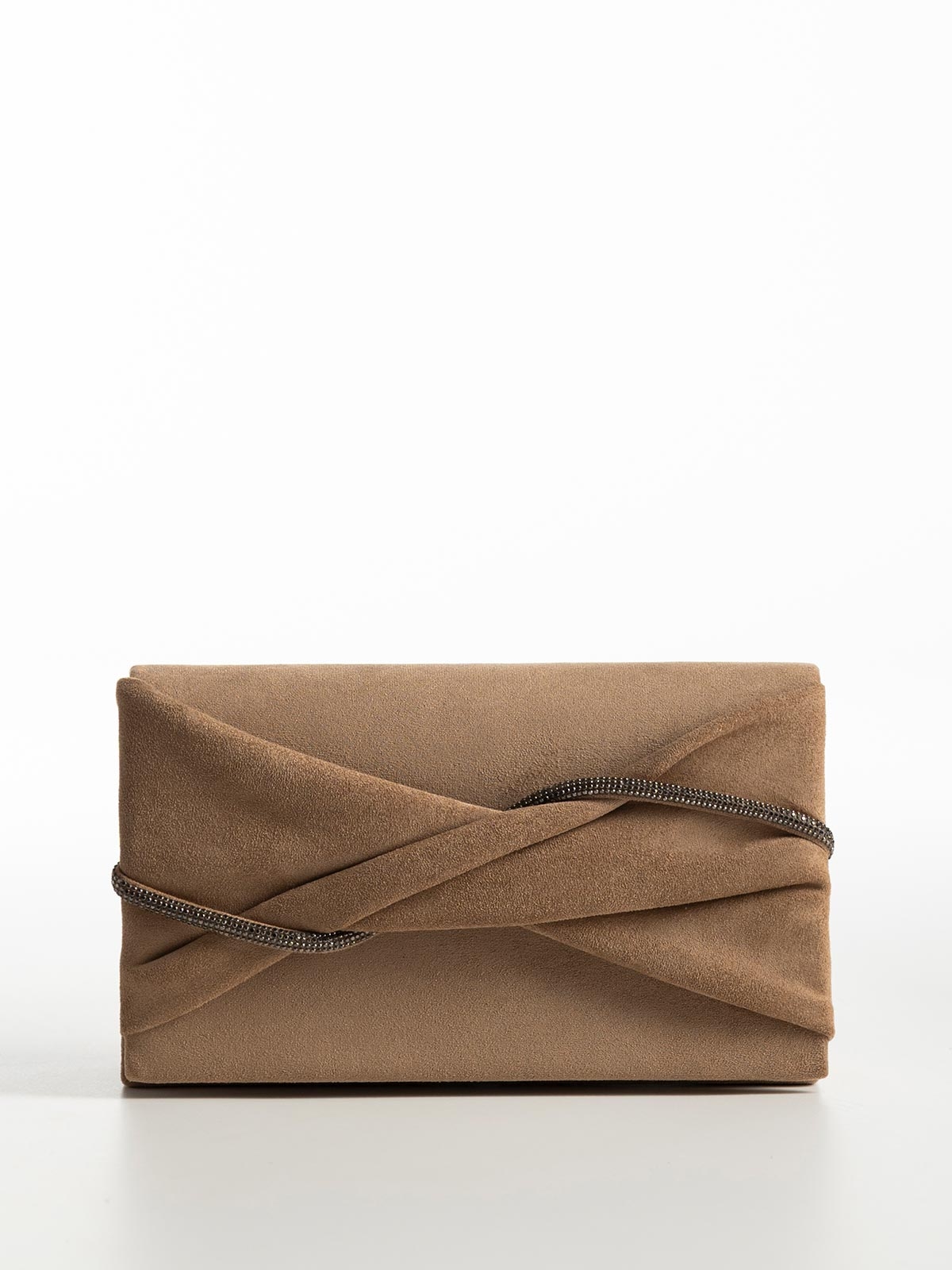 Τσαντάκι suede με στρας & αποσπώμενη αλυσίδα