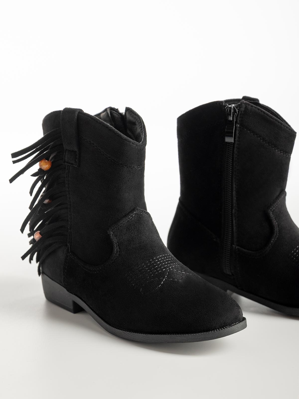Παιδικά μποτάκια suede με κρόσια & χάντρες