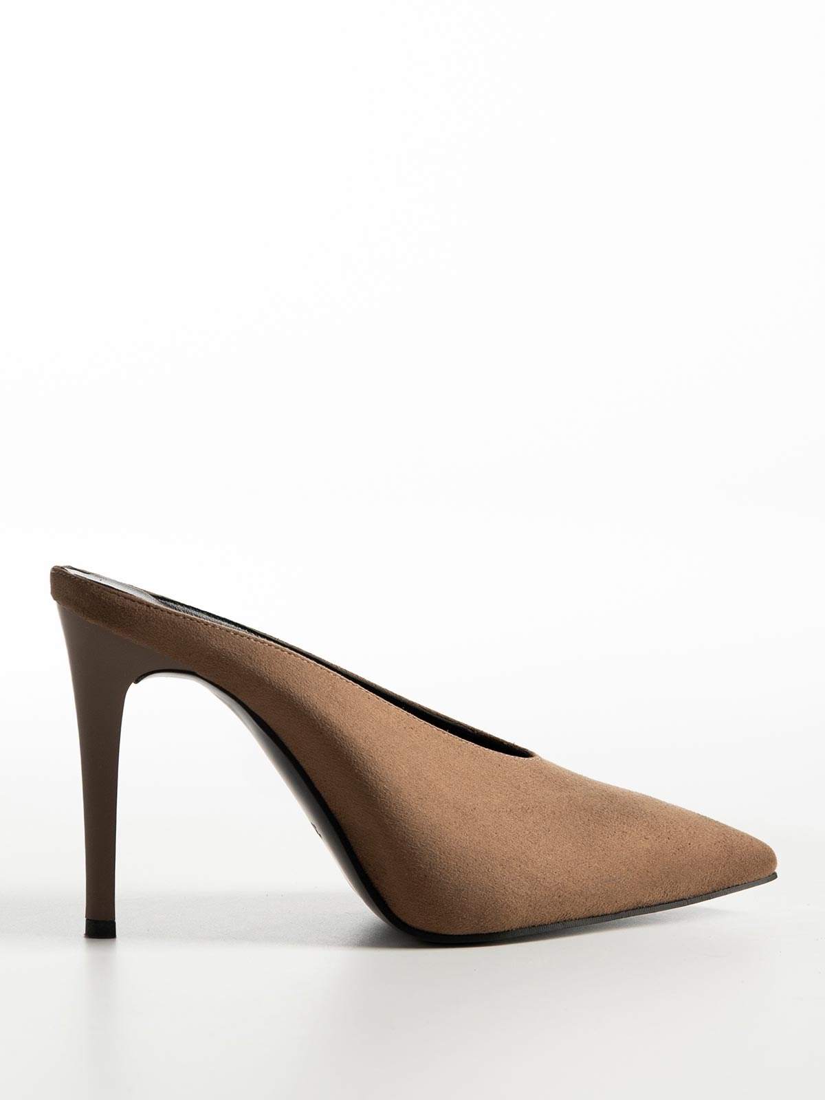 Mules BOZIKIS x Gin suede μυτερά με ψηλό λεπτό τακούνι
