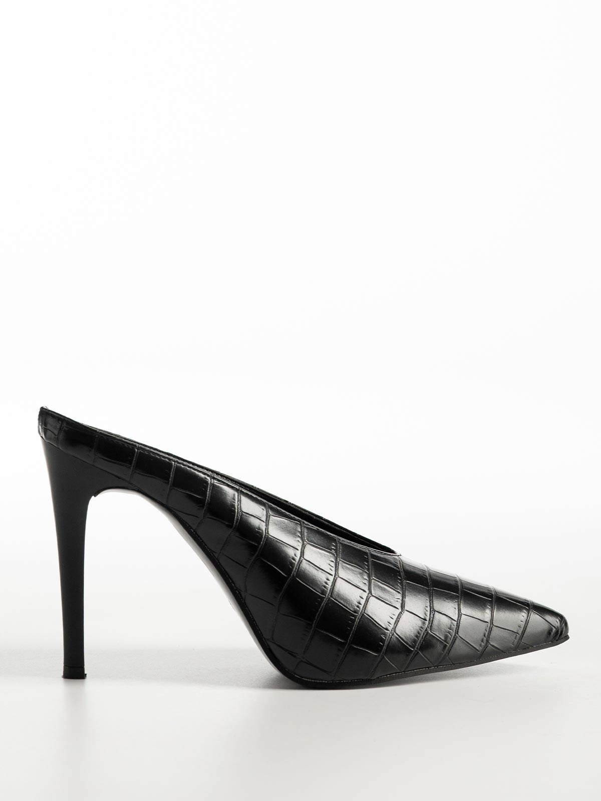 Mules BOZIKIS x Gin κροκό μυτερα με ψηλό λεπτό τακούνι