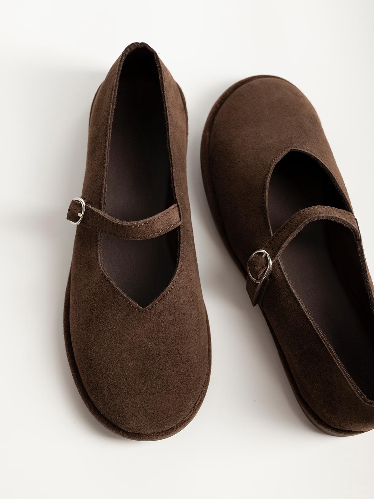 Μπαλαρίνες suede με μπαρέτα