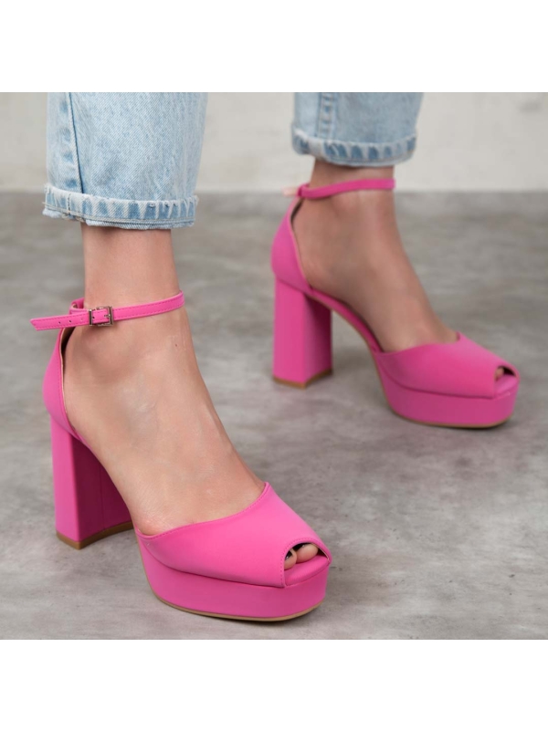 Product Image Γόβες peep toe με φιάπα & χοντρό τακούνι