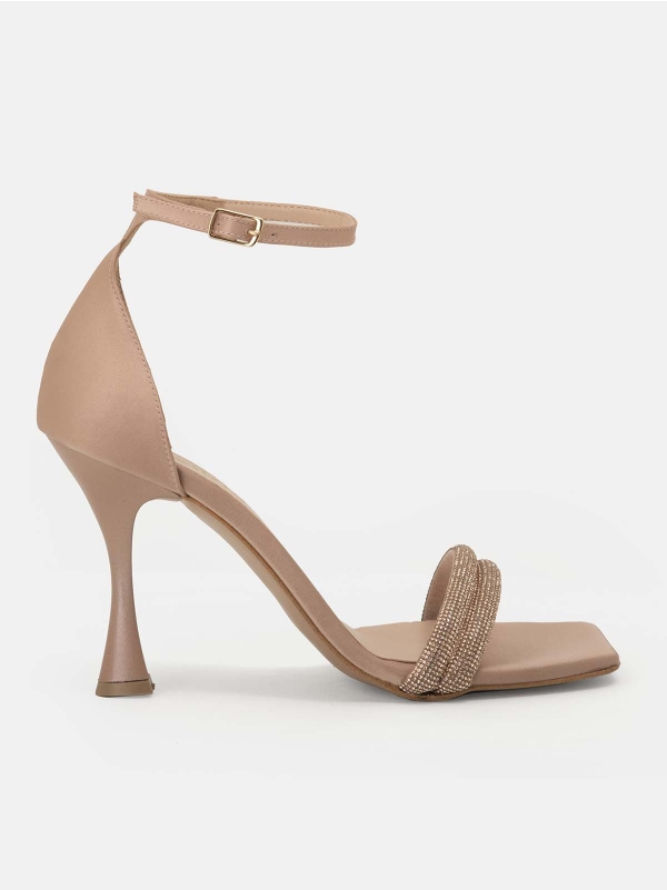 Product Image Πέδιλα σατέν BOZIKIS με διπλή φάσα strass και λουράκι αστραγάλου
