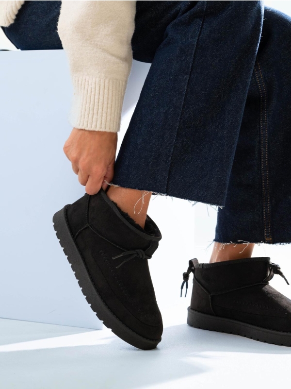 Product Image Suede μποτάκια αστραγάλου με γούνα