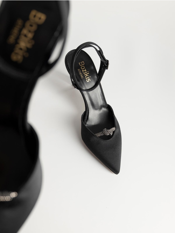 Product Image Openheel γόβες BOZIKIS σατέν με strass λεπτομέρεια