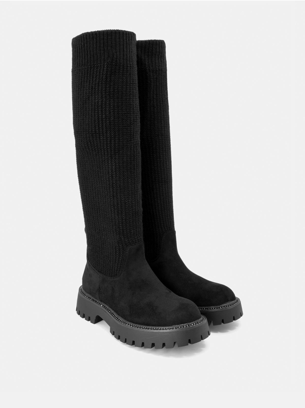 Product Image Μπότες suede τύπου κάλτσα με τρακτερωτή σόλα