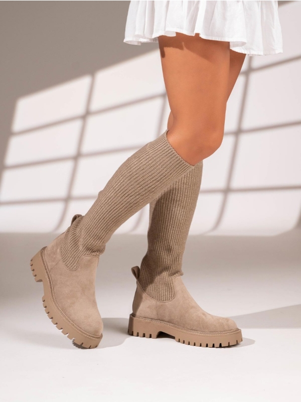 Product Image Μπότες suede τύπου κάλτσα με τρακτερωτή σόλα