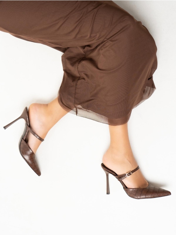 Product Image Mules BOZIKIS croco μυτερά με λεπτό τακούνι