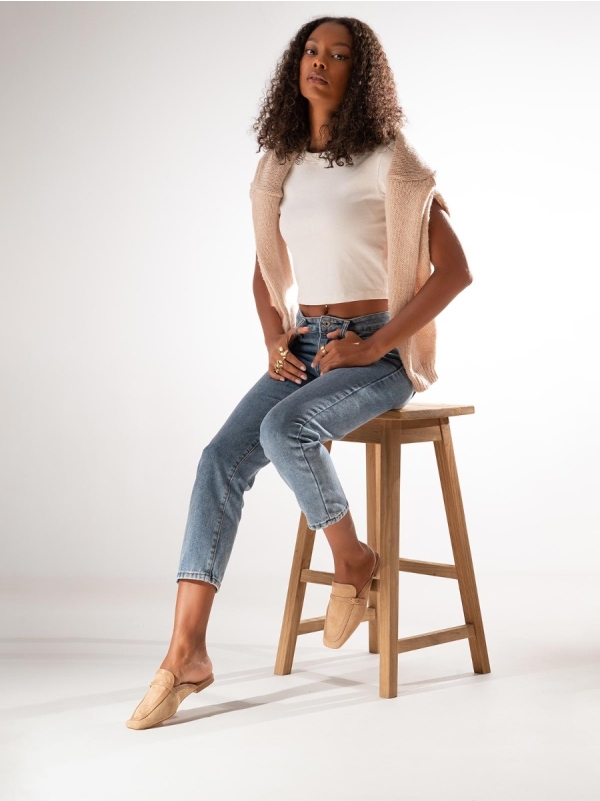 Product Image Mules suede με καρέ μύτη