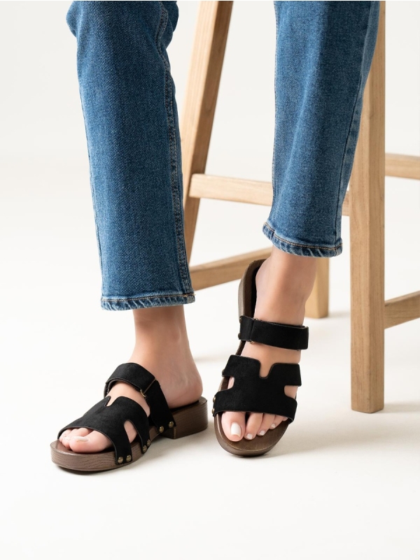 Product Image Mules suede με look-alike ξύλινη σόλα