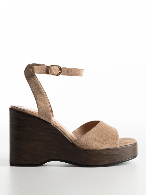 Product Image Suede πλατφόρμες με look alike ξύλινη σόλα