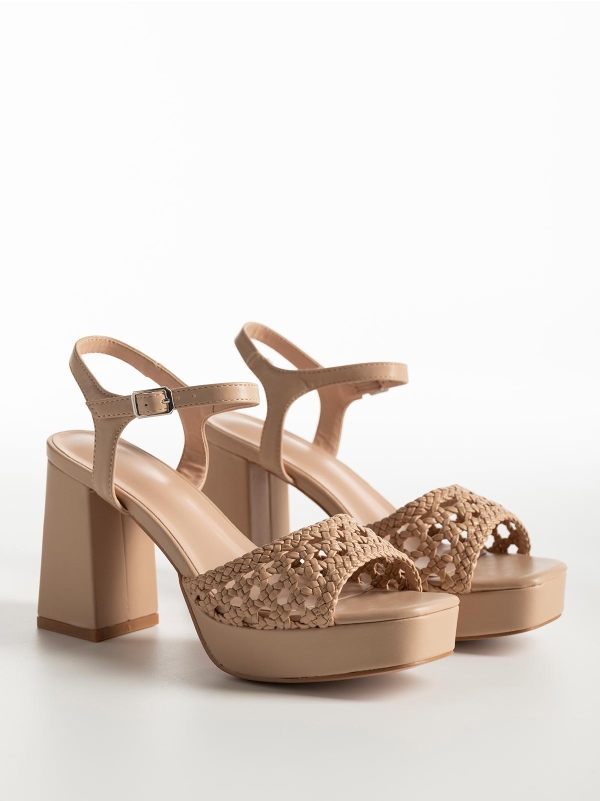 Product Image Πέδιλα με πλεκτή φάσα & χοντρό τακούνι