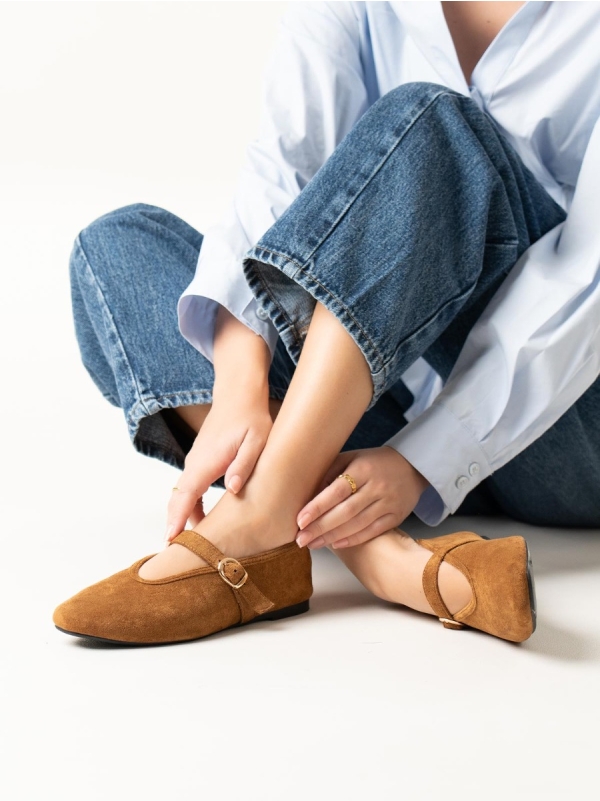 Product Image Suede μπαλαρίνες με μπαρέτα