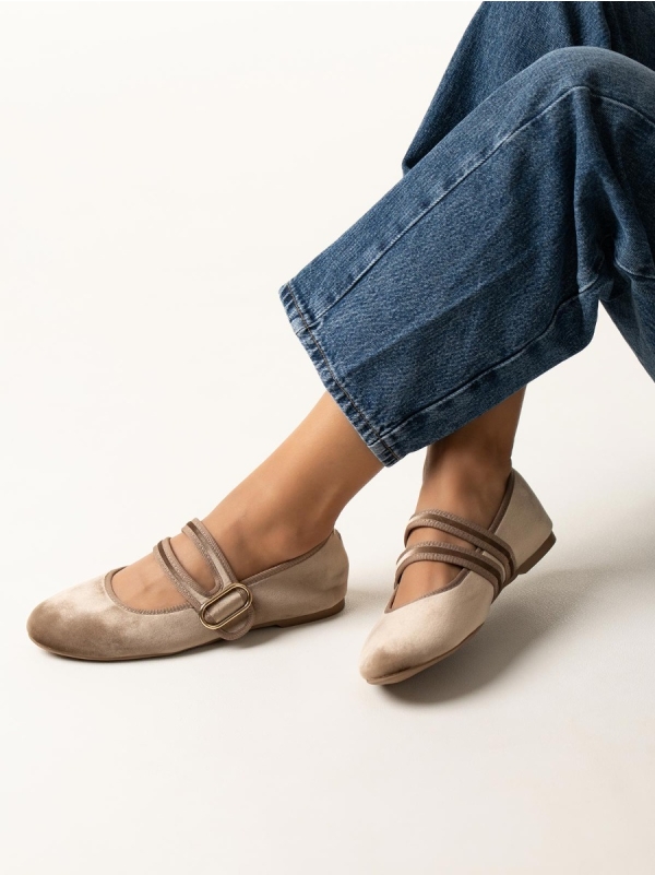 Product Image Μπαλαρίνες βελούδινες με διπλή μπαρέτα