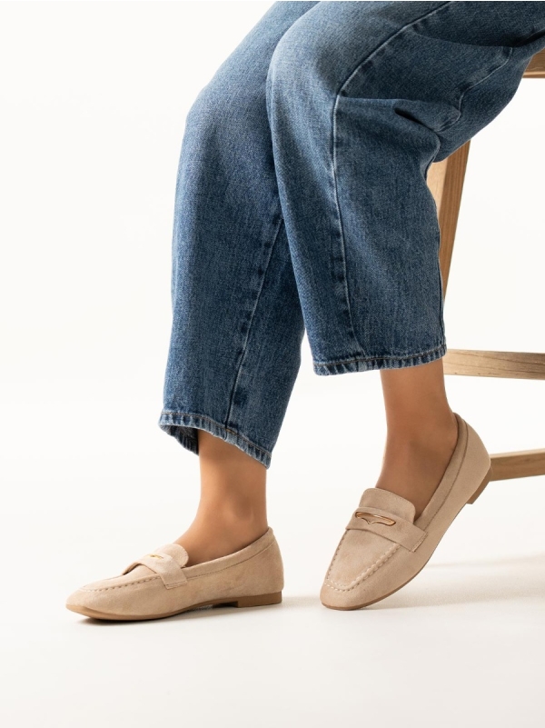 Product Image Suede loafers με φάσα & μεταλλικό διακοσμητικό