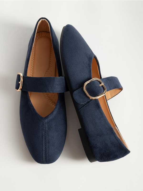 Product Image Suede μπαλαρίνες με μπαρέτα & αγκράφα
