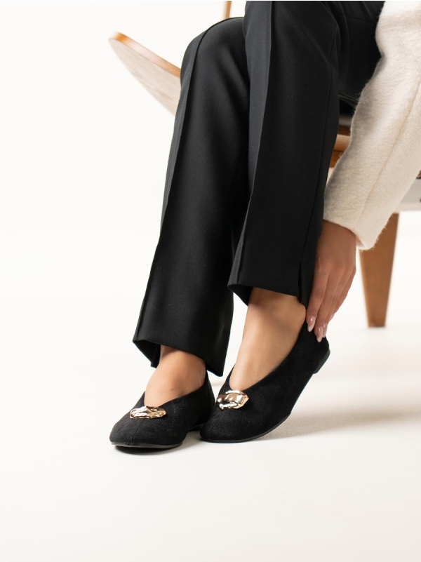 Product Image Suede μπαλαρίνες με μεταλλικό διακοσμητικό