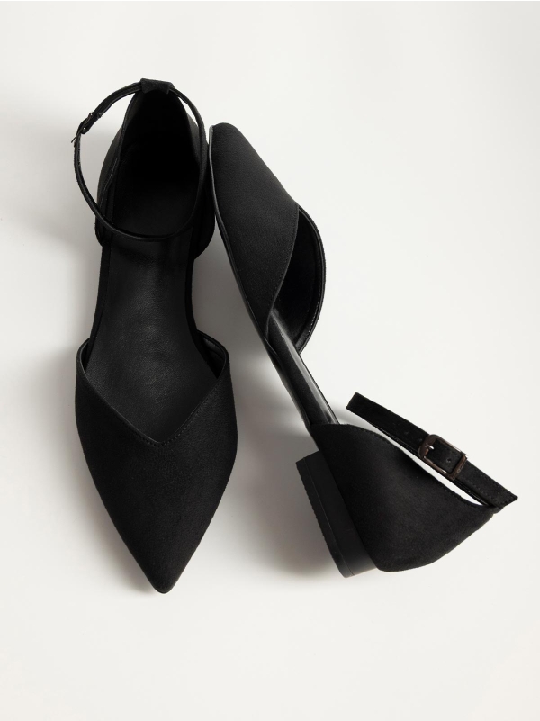 Product Image Μυτερές suede μπαλαρίνες με μπαρέτα
